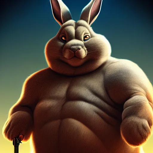 Image similar to portrait of the real life Big Chungus, expressive pose, futuristic, highly detailed, digital painting, artstation, concept art, smooth, sharp focus, dramatic light, studio light, by leonardo da vinci