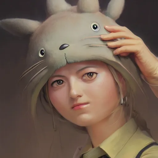 Prompt: portrait of a totoro woman, detailed, centered, digital painting, artstation, concept art, donato giancola, Joseph Christian Leyendecker, WLOP, Boris Vallejo, Breathtaking, 8k resolution, extremely detailed, beautiful, establishing shot, artistic, hyperrealistic, beautiful face, octane render