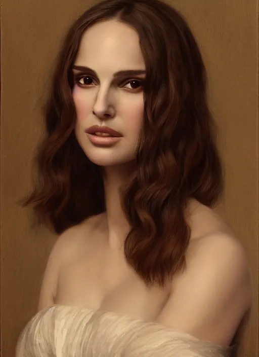 Image similar to a beautiful painting of natalie portman by felix resurreccion hidalgo, pre-raphaelite, detailed, trending on artstation, hd, masterpiece