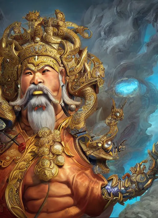 Image similar to digital painting of chinese gods, by filipe pagliuso and justin gerard symmetric, fantasy, highly detailed, realistic, intricate port