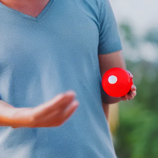 Image similar to man holding a pokeball