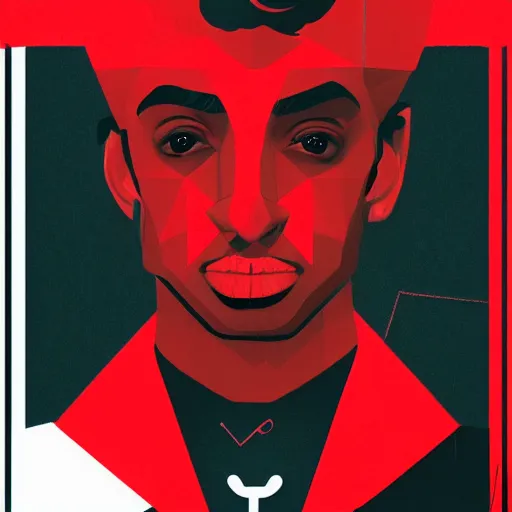 Prompt: Poster Art for Playboi Carti as a Vampire, Geometric 3d shapes, Whole Lotta Red, Paper Marbling, smoke, by Sachin Teng, Trending on artstation