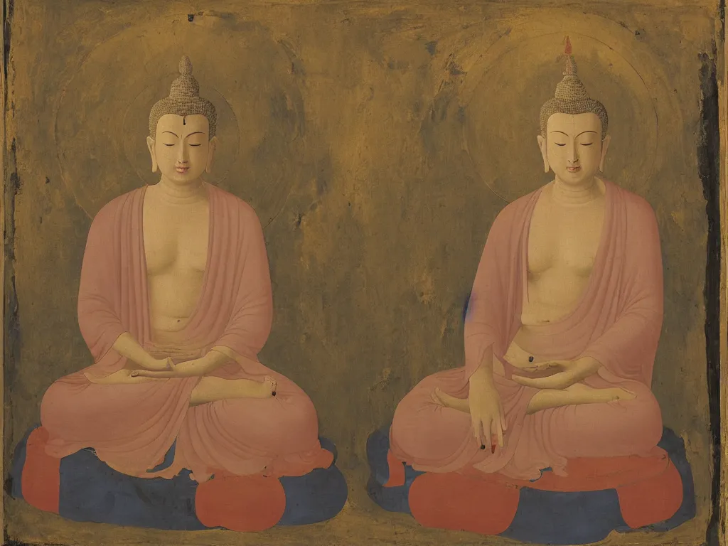 Image similar to Portrait of the Buddha. Painting by Fra Angelico.