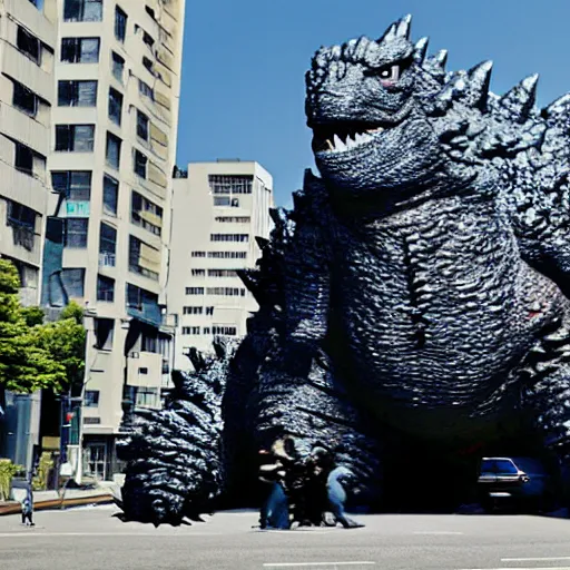 Prompt: google street view of godzilla