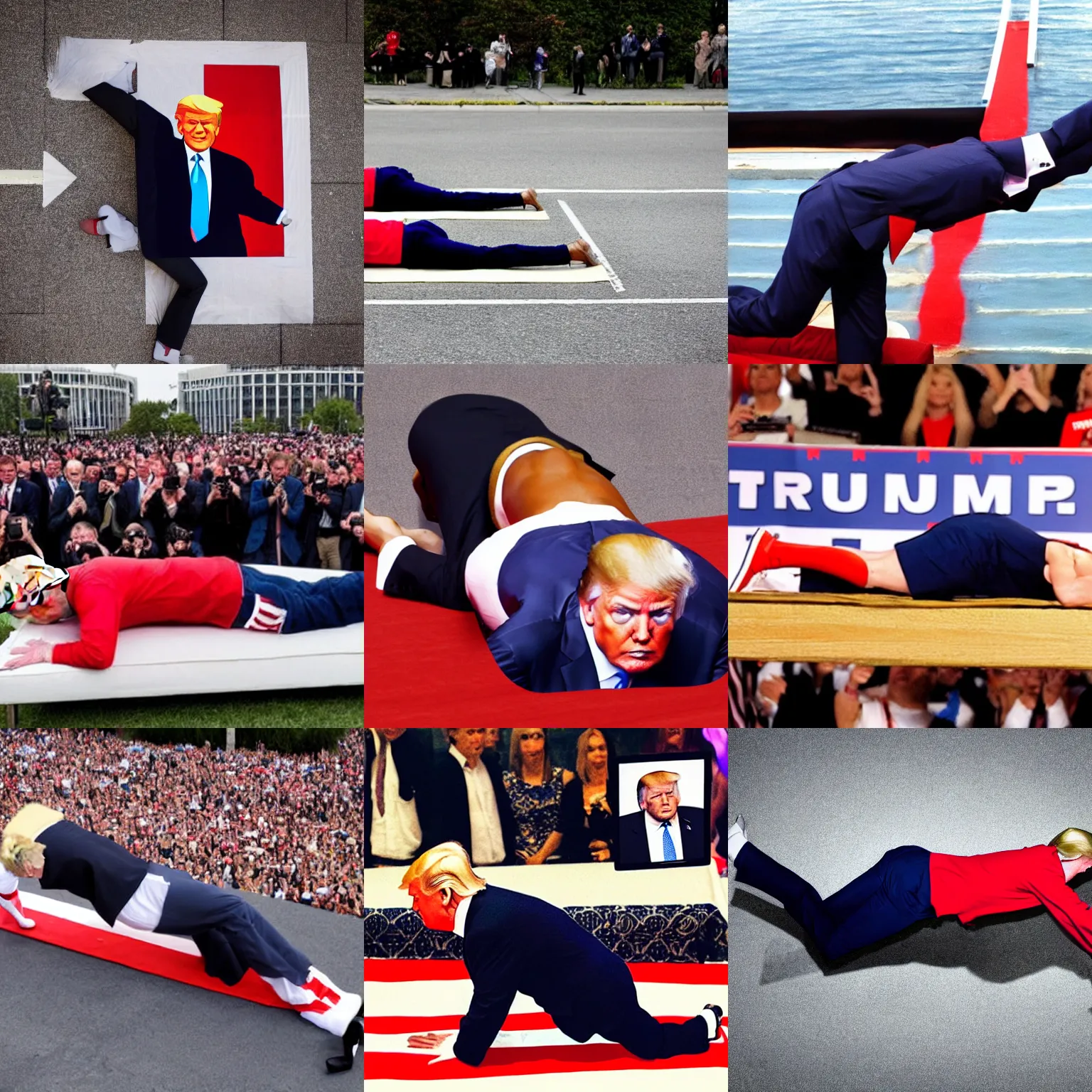 Prompt: Donald Trump planking, photograph