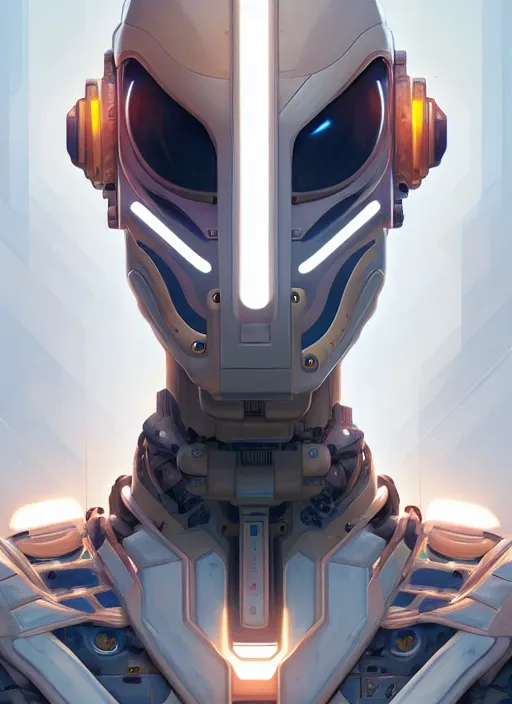 Image similar to symmetry!! portrait of a robot astronaut, tech face, horizon zero dawn machine, intricate, elegant, highly detailed, digital painting, artstation, concept art, smooth, sharp focus, illustration, art by artgerm and greg rutkowski and alphonse mucha, 8 k