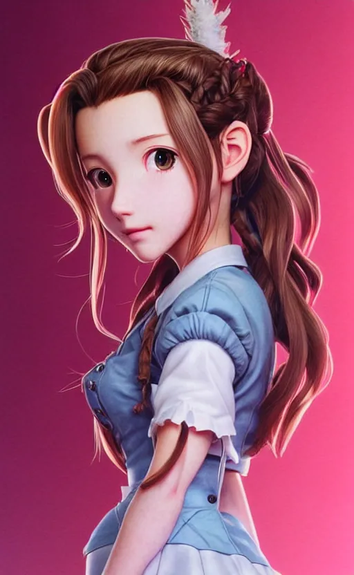 Image similar to aerith gainsborough as a character in the movie fargo. beautiful shadowing, 3 d shadowing, reflective surfaces, illustrated completely, 8 k beautifully detailed pencil illustration, extremely hyper - detailed pencil illustration, intricate, epic composition, very very kawaii, masterpiece, bold complimentary colors. stunning masterfully illustrated by artgerm and range murata.