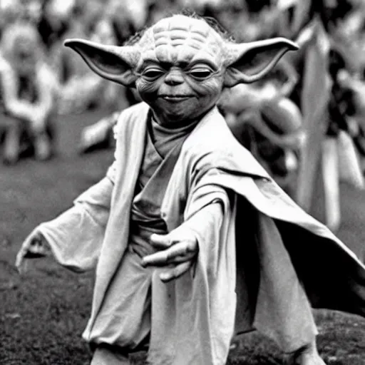 Image similar to yoda performing at woodstock