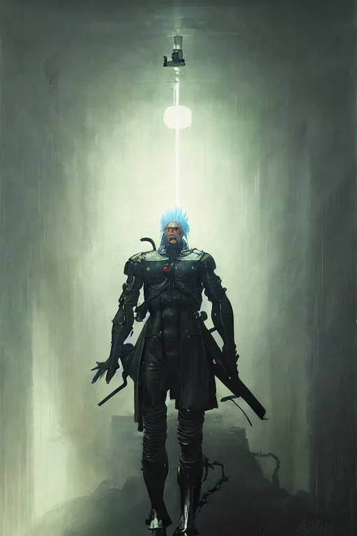 Prompt: hieronymus bosch, greg rutkowski, anna podedworna, painting of raiden metal gear solid 4