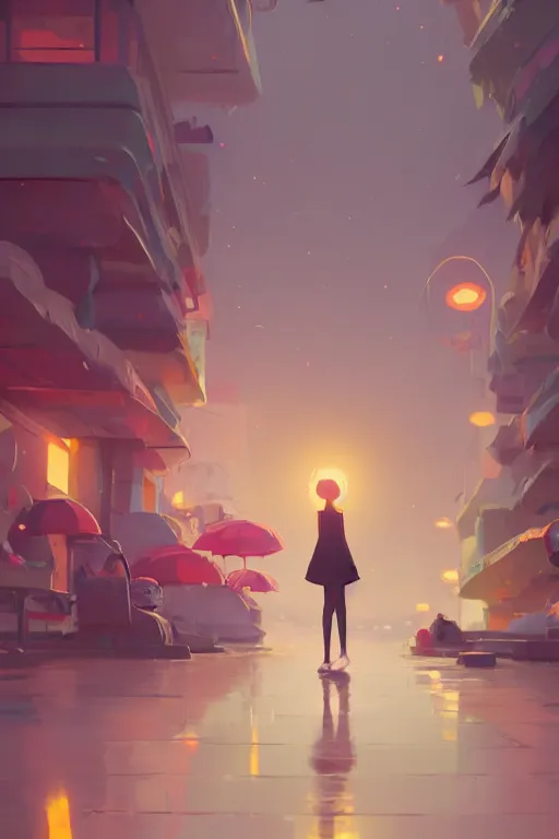 Image similar to she imagined a moment of pure bliss and everyone looked at her, cory loftis, james gilleard, atey ghailan, makoto shinkai, goro fujita, character art, exquisite lighting, clear focus, very coherent, plain background, dramatic painting