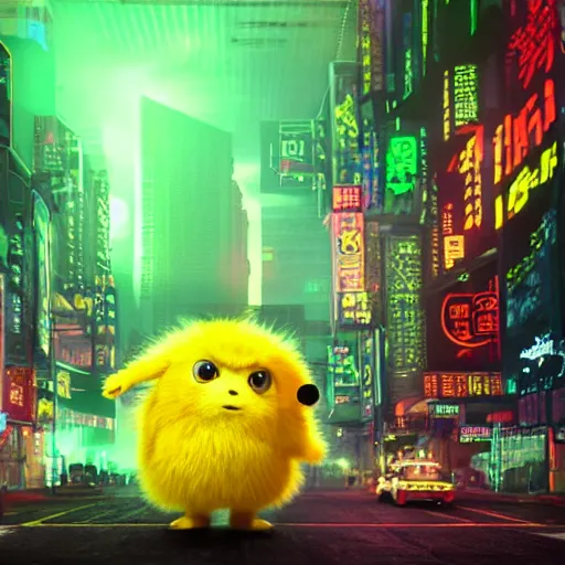 Image similar to high quality 3 d render cyberpunk very tennis ball monster highly detailed, unreal engine cinematic smooth, in the style of blade runner & detective pikachu, basil gogos, chalk, low angle, uhd 8 k, sharp focus, illustrated by basil gogos