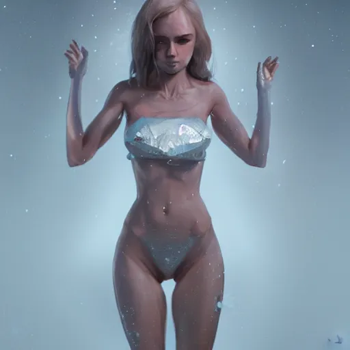 Image similar to female diamond body, realistic, 8 k, extremely detailed, cgi, trending on artstation, hyper - realistic render, by greg rutkowski