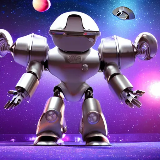 Prompt: 3 d rendered movie still pearlescent robots ( kitten ) in epic outer space battles and disco dance contests on saturn. science fiction, blockbuster movie, imax 7 0 mm, dystopian future, computer - animated science fiction film