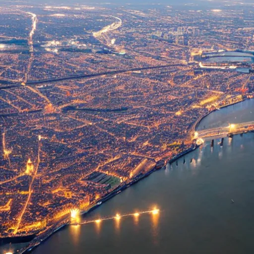 Prompt: photo of bordeaux seen from the sky at dawn with many tornadoes flying over the city and lightning in the sky