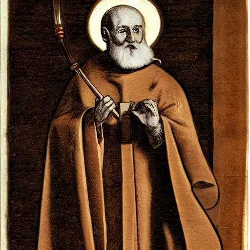 Image similar to saint nicholas disguised as a normal man, artsy, sketch
