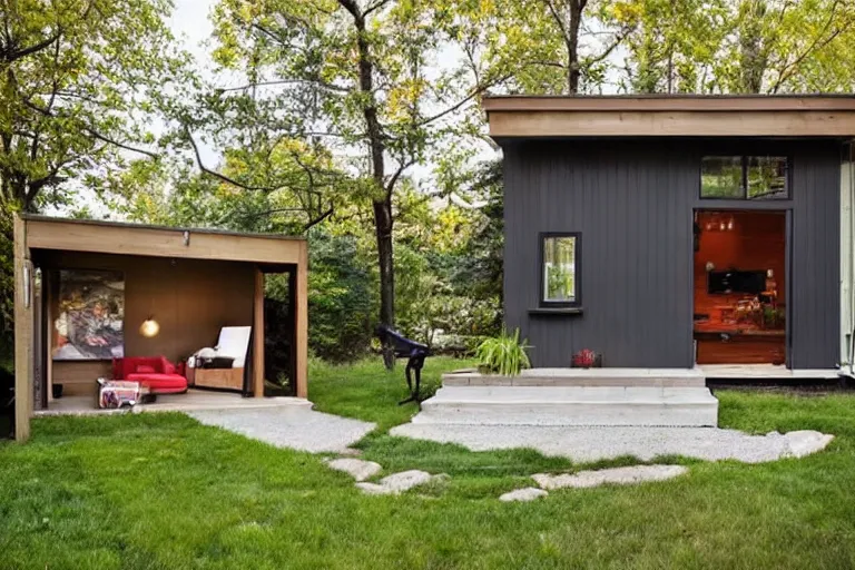 Image similar to modern backyard shed with quaint details in a canadian backyard