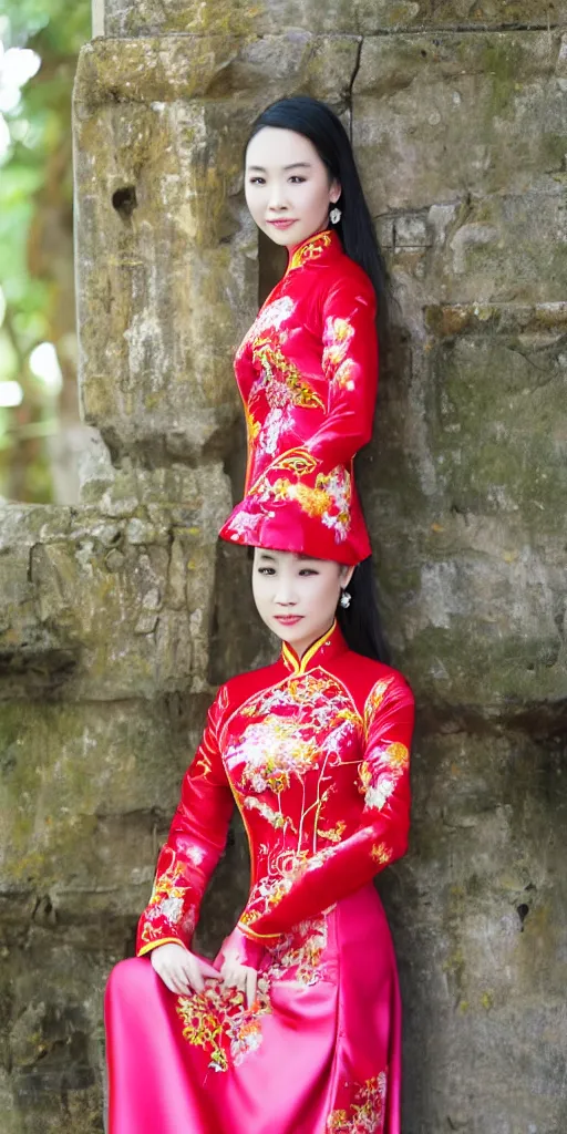 Image similar to beautiful vietnamese princess wearing vietnamese ao dai