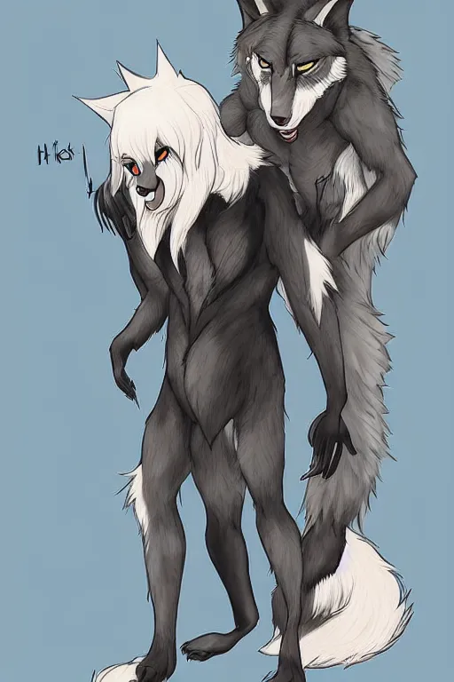 Image similar to a werewolf, fursona!!!!, by kawacy, trending on furaffinity, full body, furry art