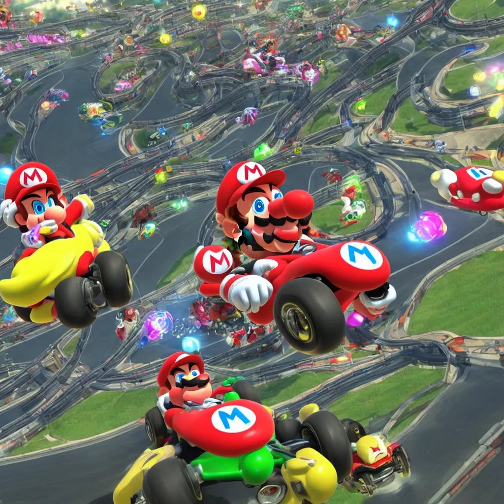 Image similar to new racing track dlc for mario kart 8 deluxe