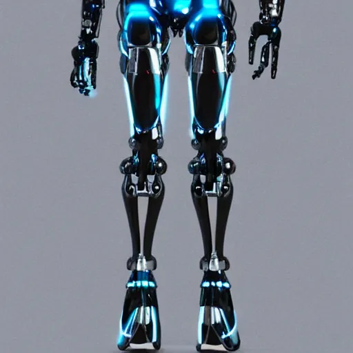 Prompt: digitigrade legs silver and black colored robot with blue screen - face elegant ornate detailed 4 k artstation deviantart cinematic shot