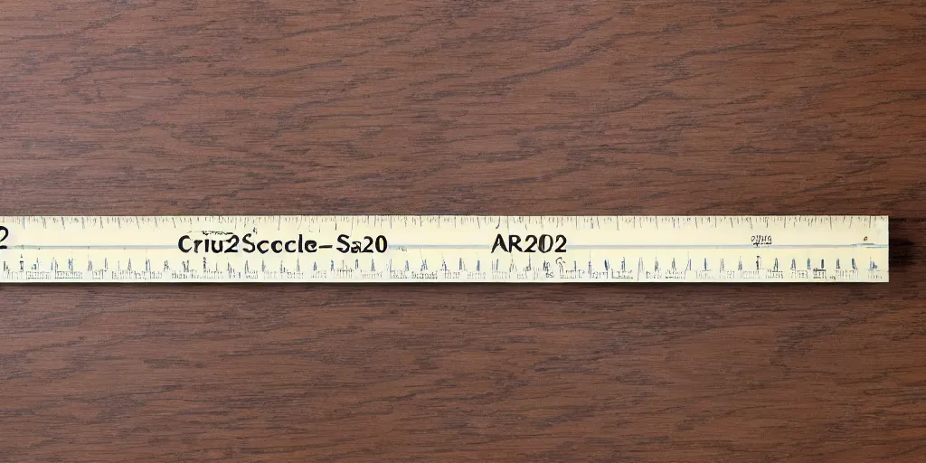 Prompt: architect's scale ruler measuring the words arcsoc 2022-23