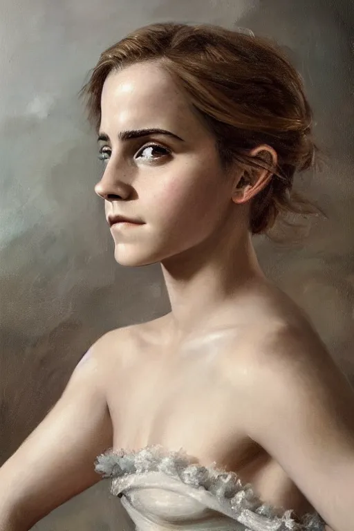 Prompt: Emma watson as a Nymph, oil on canvas, intricate, portrait, 8k highly professionally detailed, HDR, CGsociety