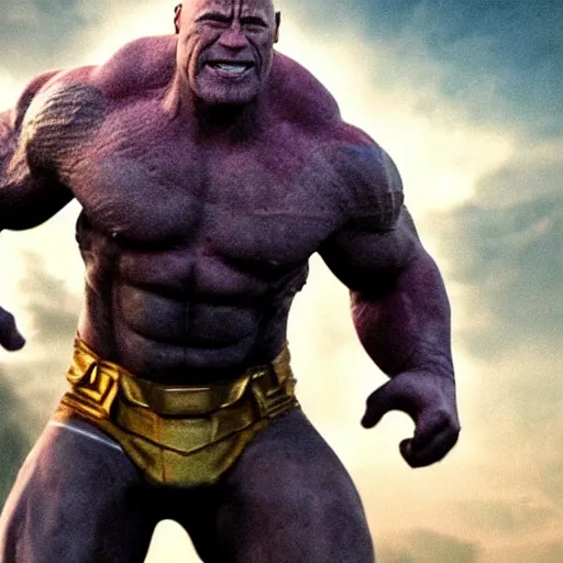 Prompt: Dwayne The Rock Johnson as Thanos