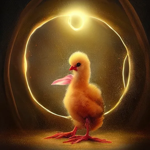 Image similar to a chick inside a magical circle, fantasy art, concept, trending on Artstation