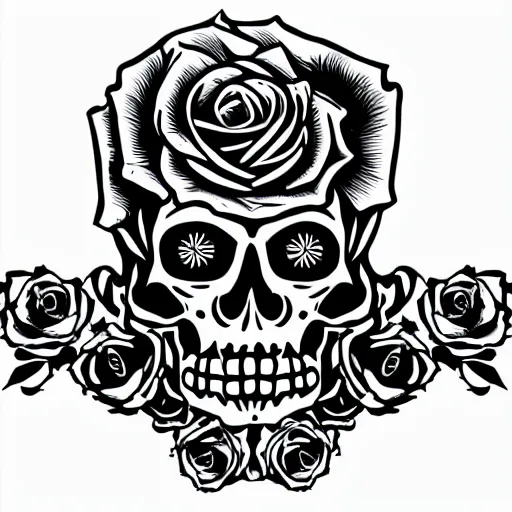 Image similar to rose n skull tattoo vector art