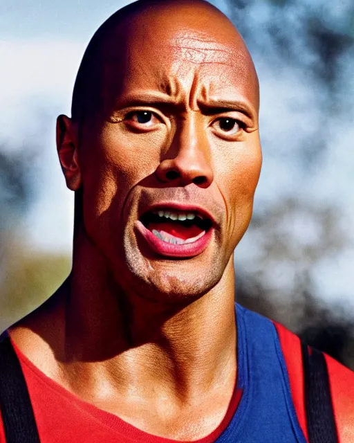 Image similar to film still close up shot of dwayne johnson as forrest gump. photographic, photography