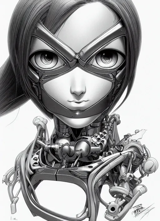 Image similar to portrait of Alita by Yukito Kishiro, biomechanical, hyper detailled, trending on artstation