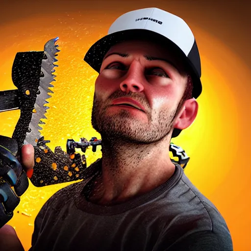 Prompt: photograph of a man with an CHAINSAW!!!!!!!!! head!!!!!!!!!! begging for food, 8k resolution, high detail, ULTRA REALISTIC VFX, reflections