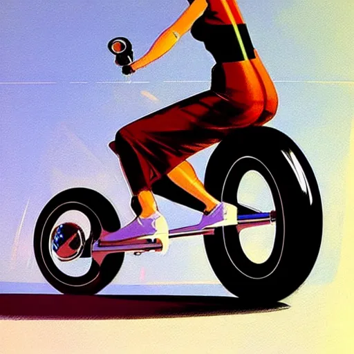 Image similar to concept art for a unicycle car, painted by syd mead, high quality