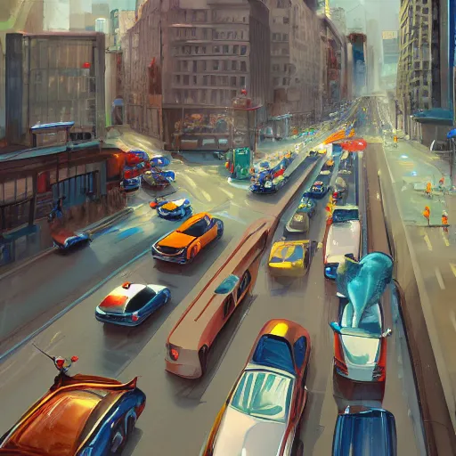 Image similar to traffic on the street, artstation