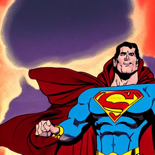 Image similar to portrait of superman as darkseid, in space, on abandoned planet