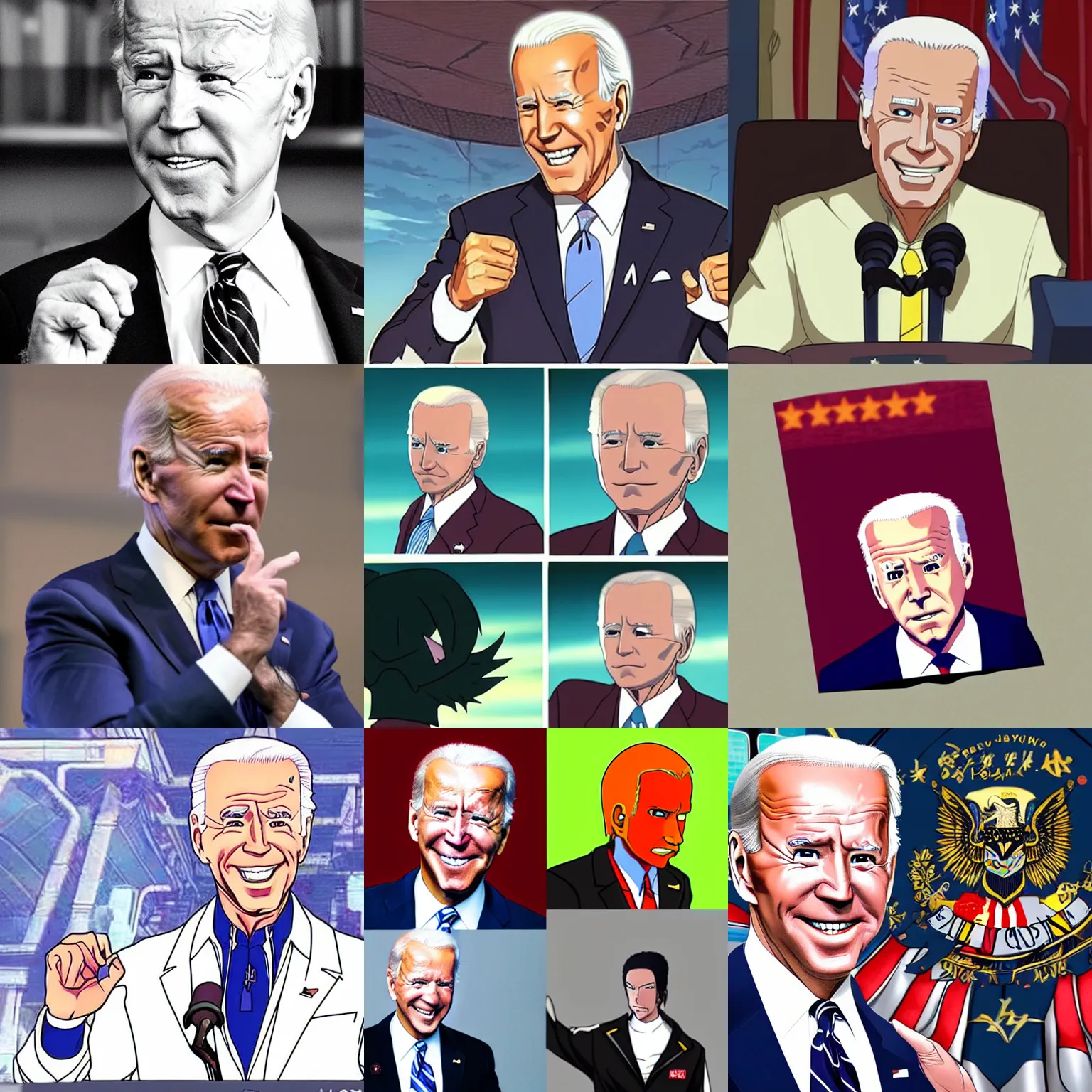 Prompt: Joe Biden as an anime villain