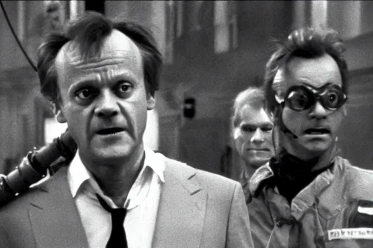 Image similar to Donald Tusk in a still from the movie Ghostbusters (1984)