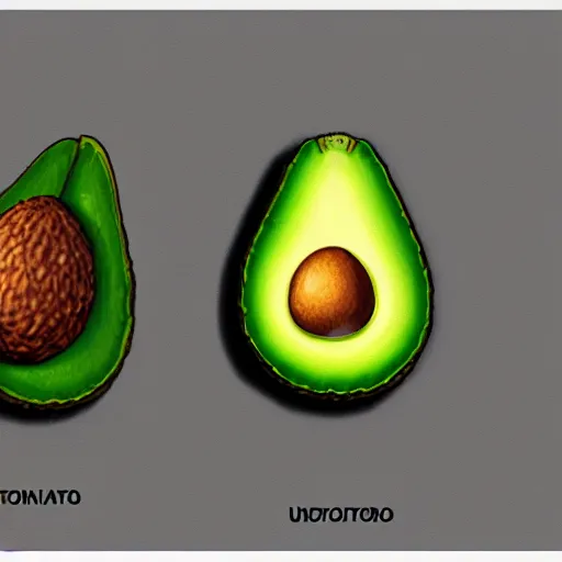 Image similar to anatomy of a avocado, da vinci notes, ultradetailed, artstation