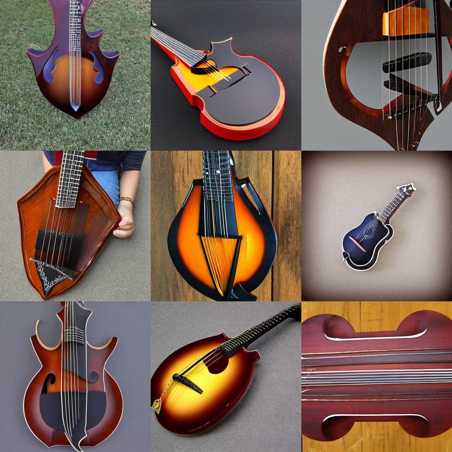 Prompt: 8 String Triangular Mandolin-Like Instrument