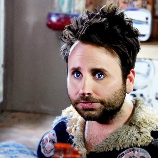 Prompt: charlie day, rat king, jersey shore