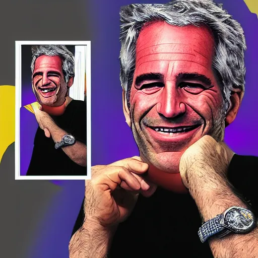 Prompt: Jeffery Epstein laughing with black book, in private jet background, colorful 16k hyper realistic digital art