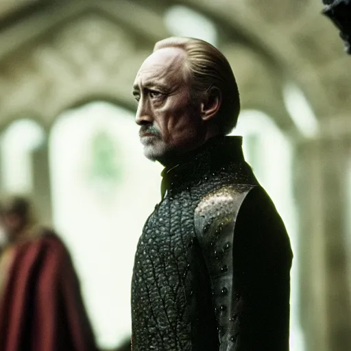 Image similar to tywin lannister as tyrion lannister photo film quality, movie still, 8 k