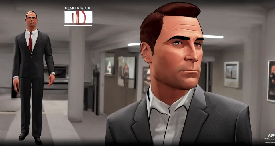 Prompt: Screenshot of a 3d Sterling Archer from the show Archer in the videogame 'Hitman 3' (2021). High-detailed NPC screenshot. Fancy black suit. Luxury environment. Sharpened. 1080p. High-res. Ultra graphical settings.