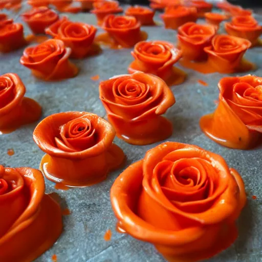 Image similar to roses made out of hot sauce