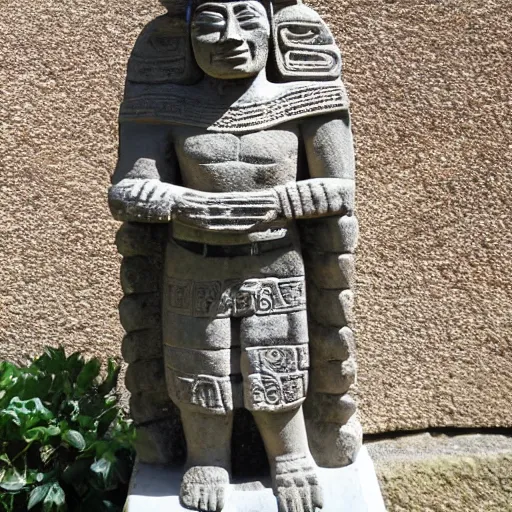 Prompt: ancient aztec, ancient mayan, stone statue, stone sculpture, The Wise Sister