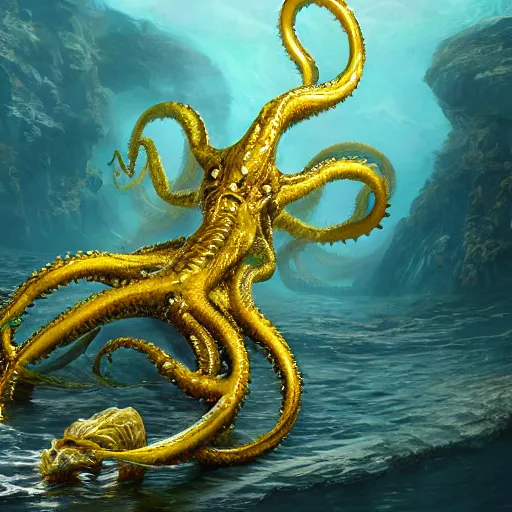 Prompt: a beautiful hyperrealistic fantasy painting of a pisces cerce lernean hydra hybrid kraken glistening in reflective gilded with dimensional translucent purpose, 8 k, cryengine, cgsociety