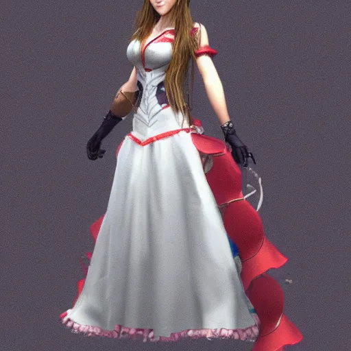 Image similar to full body shot of aerith gainsborough, concept art trending on artstation