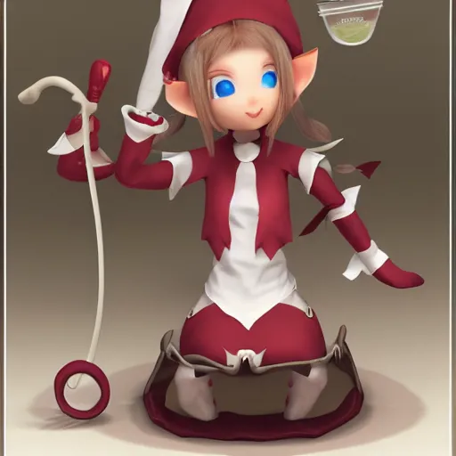 Prompt: cute fumo elf who is an expert apothecary, potionmaker, npc, vray caustics