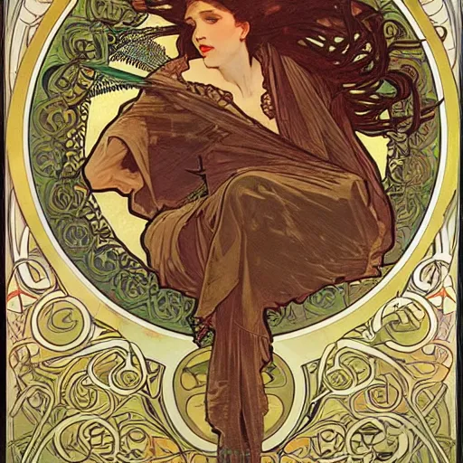 Prompt: rightous fury by alphonse mucha