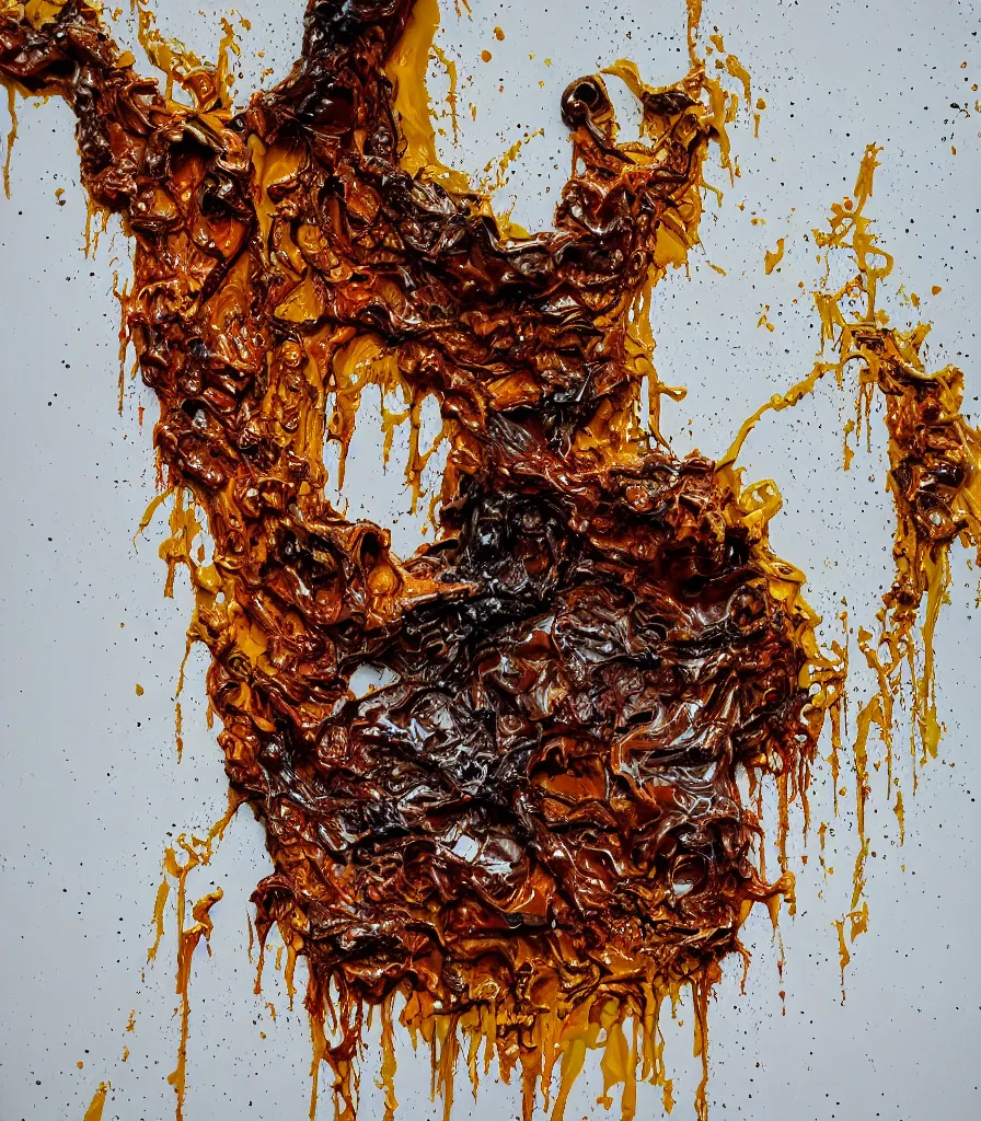 Image similar to driping dry oil paint, molten plastic, realistic, 8 k